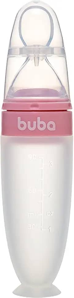 Buba, Colher Dosadora Em Silicone Com Ventosa Rosa