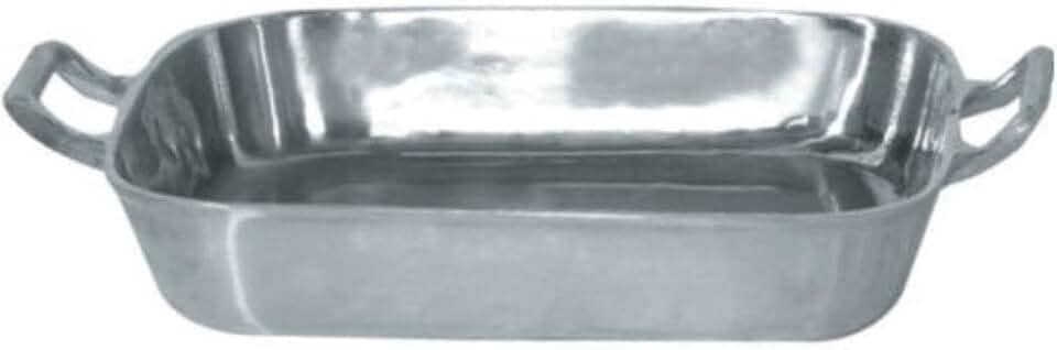 Forma Assadeira Tabuleiro Para Frango 36 cm Aluminio Polido Com Alças