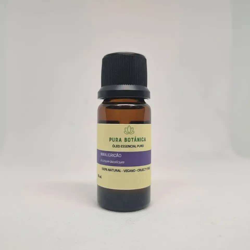 Óleo Essencial de Manjericão 10ml – 100% Puro Pura Botânica para Aromaterapia, Aroma Herbal Refrescante, Clareza Mental e Sensação de Bem-Estar Natural
