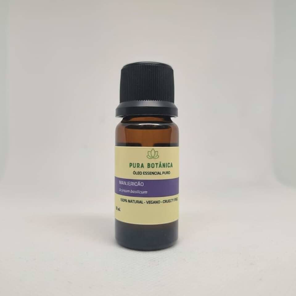 Óleo Essencial de Manjericão 10ml – 100% Puro Pura Botânica para Aromaterapia, Aroma Herbal Refrescante, Clareza Mental e Sensação de Bem-Estar Natural