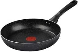 Frigideira Rochedo Stone Pro 24cm Preto com Efeito Pedra e Antiaderente Minerium, Alta Resistência e Durabilidade, Cabos Ergonômicos para Maior Segurança e Base Limpa Fácil