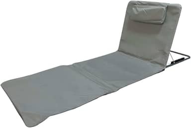 Espreguiçadeira Ajustável Dobrável Com Alça Bolso Cor Cinza Praia Piscina