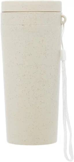 LYOR - Copo Térmico de Bambu e PP Parede Dupla com Alça e Tampa Branco 310ml