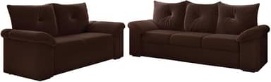 Conjunto de Sofá 2 e 3 Lugares Taurus Veludo Marrom