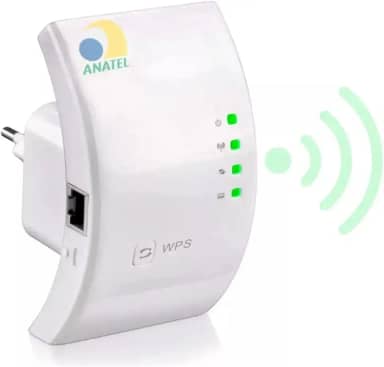 Repetidor Amplificador de Sinal Wireless Aumente o alcance do seu Wi-Fi em até 10m Homologado pela ANATEL. Ideal para 110v/220v