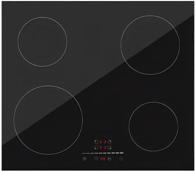 Cooktop Elétrico 4 Bocas 60cm Preto Vidro Temperado Controle Deslizante 220-240V