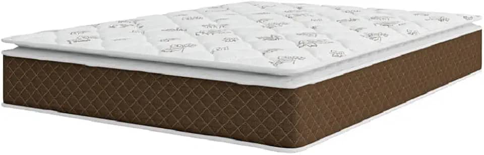 Colchão Casal Molas Ensacadas Pillow Top Martino 138x188x25cm Marrom/branco Umaflex - Suporta até 120kg por Pessoa