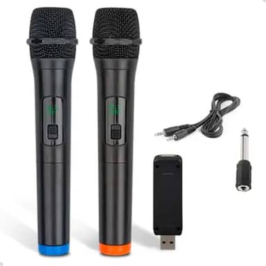Kit 2 Microfones Sem Fio UHF Karaoke, Microfone Dinamico, Microfone de Mão para Festas, Eventos, Aulas, Palestras, Desempenho, Entretenimento Familiar Linha Super Premium
