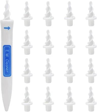 Ferramenta de remoção de cera de ouvido Healov com ponta de torção em espiral – Kit de extração de cera de ouvido com auxílio de limpeza de orelha macio, 16 cabeças de reposição –