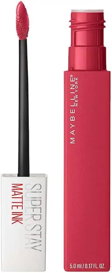 Maybelline SuperStay Matte Ink Batom Líquido Matte Longa Duração 16H com Aplicador Preciso, Não Transfere e Cor Intensa, Acabamento Matte Confortável, Cor 80 Ruler Rosa Avermelhado, 5ml