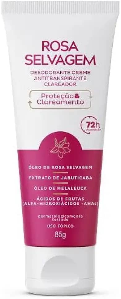 Desodorante Rosa Selvagem Creme Antitranspirante Clareia Mancha Axila 85g