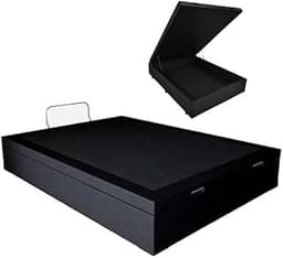 Cama Box Baú Casal Sintético Corino Blindado (Preto)