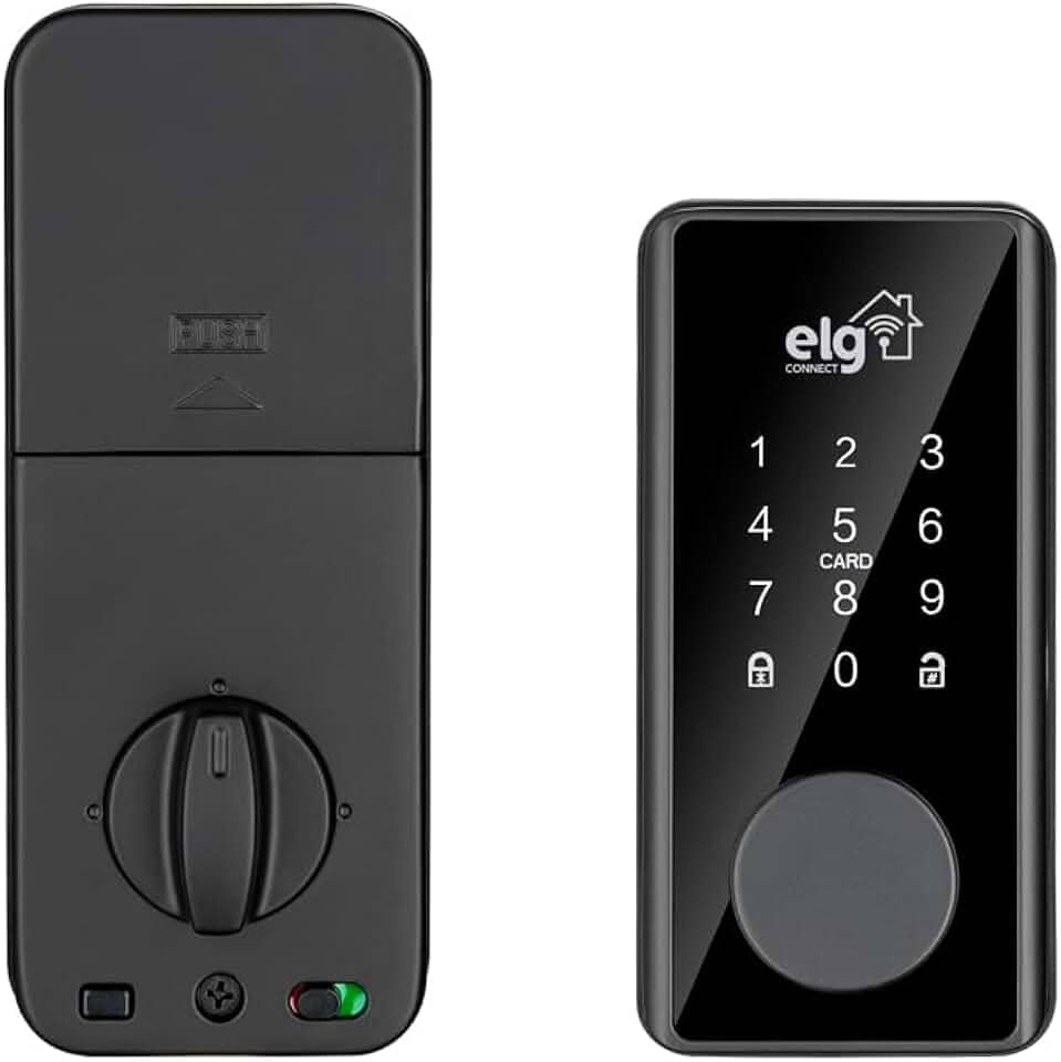 ELG, SHFD701, Fechadura Digital Inteligente de Embutir WI-FI, Abertura e Fechamento por Senha, Cartão de Proximidade, Aplicativo ou Chave de Emergência, Preto
