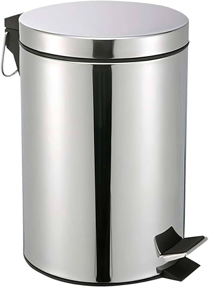 Lixeira de Aço Inox 5 Litros com Pedal Antiderrapante Balde Removível Alça para Transporte Ideal para Cozinha Banheiro Escritório Premium