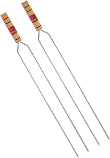 Espetos para Churrasco 85cm Cromado com Cabo de Madeira – Lâmina 72cm | Cabo Resistente ao Calor, Não Esquenta | Ideal para Carnes, Linguiça, Legumes | Profissional e Doméstico (KIT 2 (2 DUPLO))