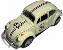 Carrinho de Ferro Fusca 53, Miniatura de Carro Colecionável, abre portas e capô, Com fricção, Bege, 12 CM
