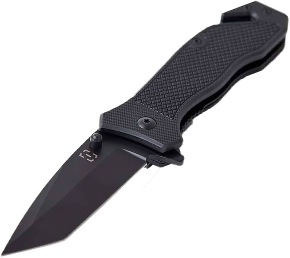Invictus Canivete Phantom Black - Aço Inoxidável, 8 cm, Ponta Tanto, Tático, Luta