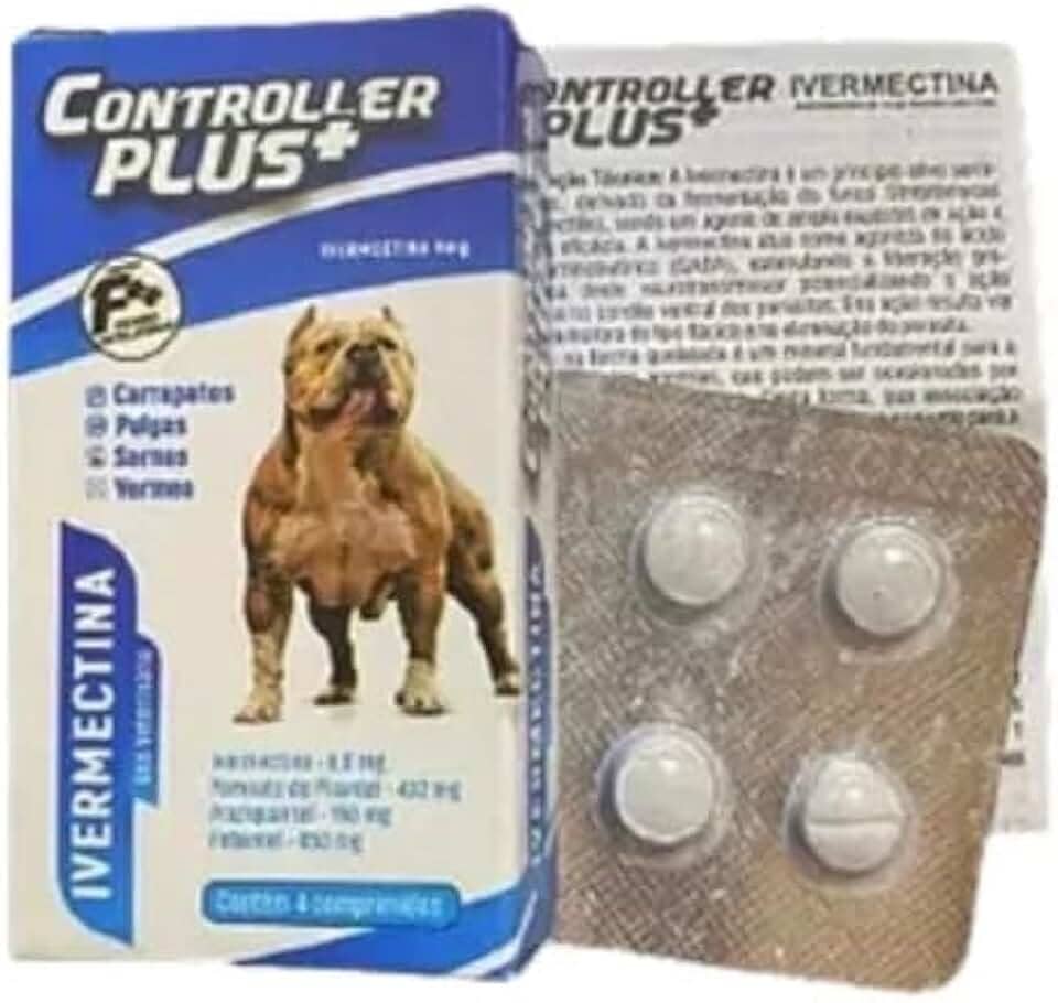 Controller Plus - Remédio Anti Pulgas, Carrapatos, Vermes E Sarnas 4 Comp 30kg