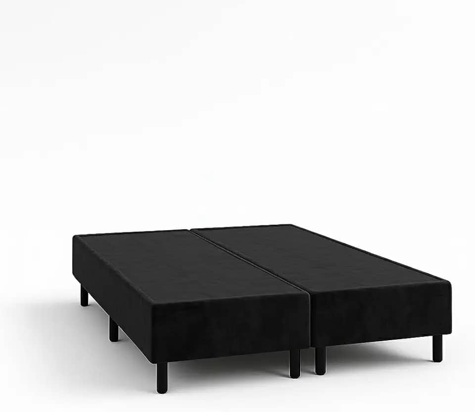 Cama Box Queen 198cm Quarto Veludo Liso Luxo Bipartida