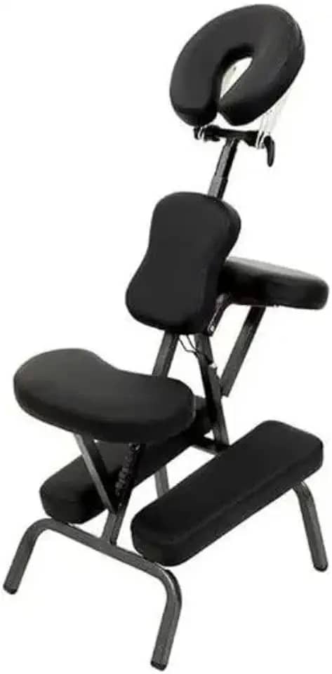 Cadeira Portátil para Quick Massage | Dobrável, Leve e Ajustável | Ideal para Massoterapeutas, Fisioterapia e Estética | Estrutura em Alumínio, Estofado em Couro Sintético