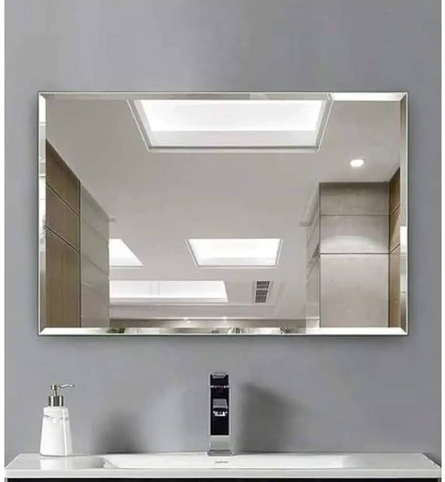 Cebrace Espelho Decorativo Retangular 70x50cm, Bisotê de 20mm, Vidro de 4mm, Montagem na Parede, Ideal para Sala, Banheiro, Quarto ou Cozinha