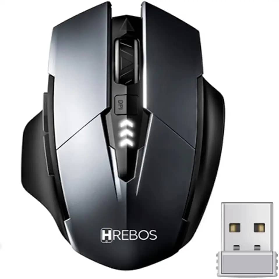 Mouse Gamer Sem Fio Recarregável Easy Gaming – 1600 DPI Ajustável, Cliques Silenciosos, Design Ergonômico, USB 2.4GHz, Óptico Preciso, Bateria de Longa Duração para Jogos e Escritório