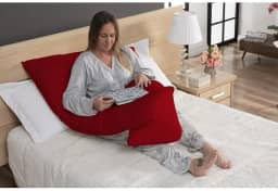 Travesseiro de corpo para Gestante Gravida 1,20x60 micropercal 200 fios (VERMELHO)