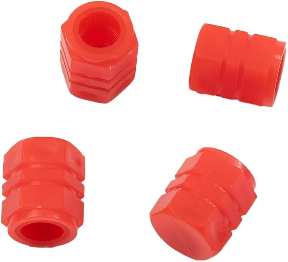 KIT 4 TampaS Válvula Bico Pneu Universal Neon Fluorescente Luminoso Para Carro Moto Bicicleta Ciclismo Noturno Segurança Nas Cores Verde, Azul, Laranja, Rosa, Vermelho (VERMELHO)