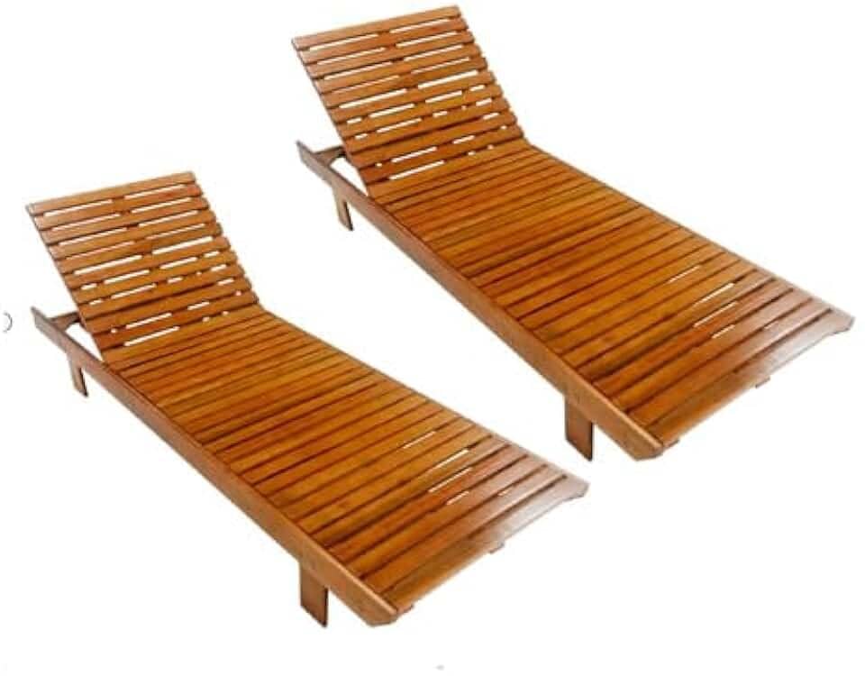 Espreguiçadeira em Madeira Para Piscina ar livre kit com 2 un