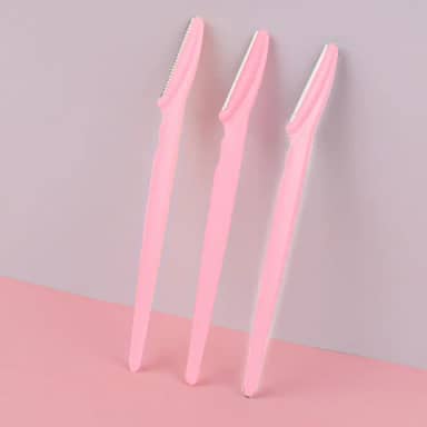 3 lâminas de aparador de sobrancelhas, lâmina Dermaplane para rosto feminino, depilação de sobrancelhas e depilação para mulheres e homens (rosa)
