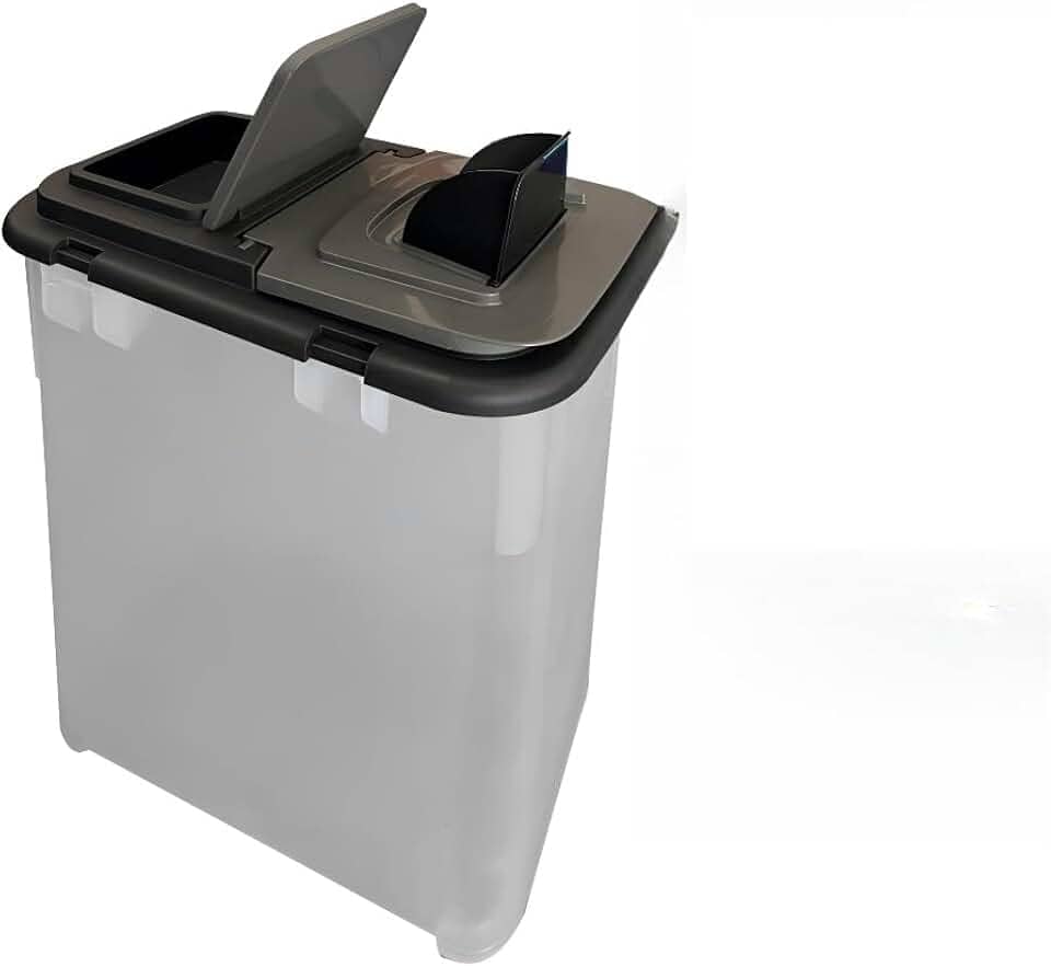 Container Porta Ração 15KG + Pá Dosadora Com 35 Litros(Transparente)