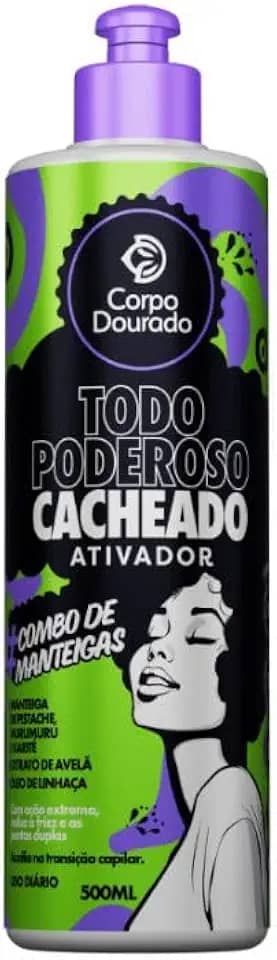 Ativador Todo Poderoso Cacheado Corpo Dourado 500ml | Definição, Hidratação e Controle de Frizz para Cachos 3A a 3C