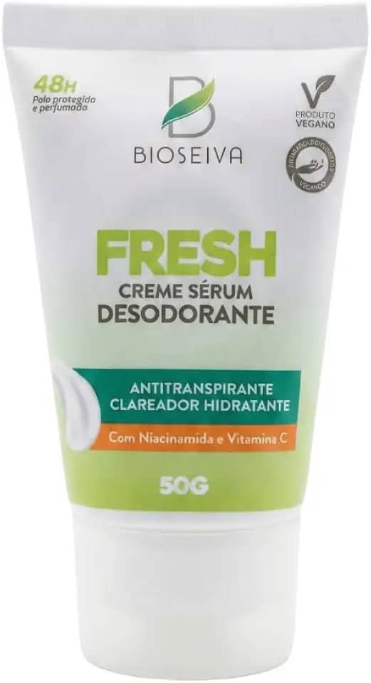 Creme Sérum Desodorante BioSeiva Fresh 50g | Antitranspirante Clareador Hidratante 48h Proteção