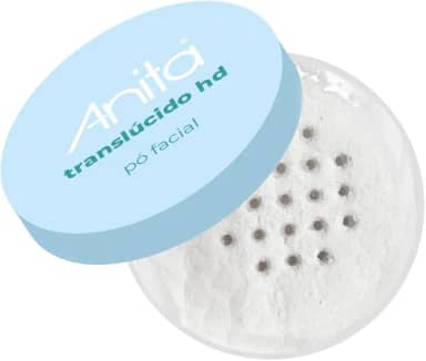 Pó Facial Translúcido HD Vegano Anita - Efeito Matte, Controla Oleosidade e Fixa Maquiagem - Pó para Maquiagem Profissional