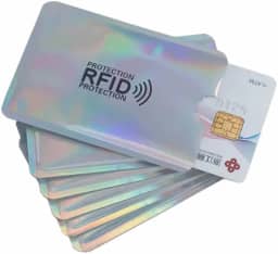 kit Com 5 Porta Cartão Anti Fraude Por Compra Por Aproximação Contactless Anti RFID/NFC Trava Sinal De Transmissão (PRATA REFLEXIVO)