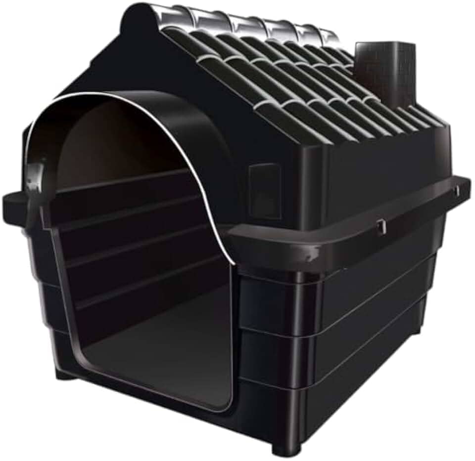 Casa de Cachorro grande e médio com proteção UV((N°5) 70X59X58,PRETO)