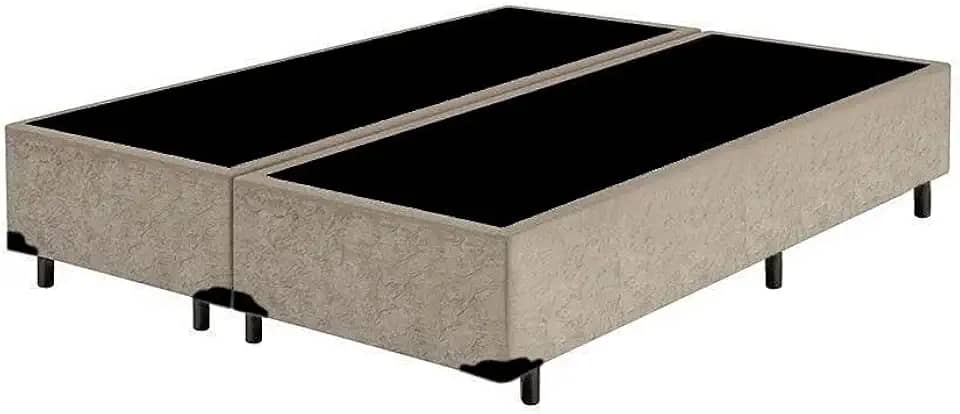 Base Box Queen Bipartido Suede Bege