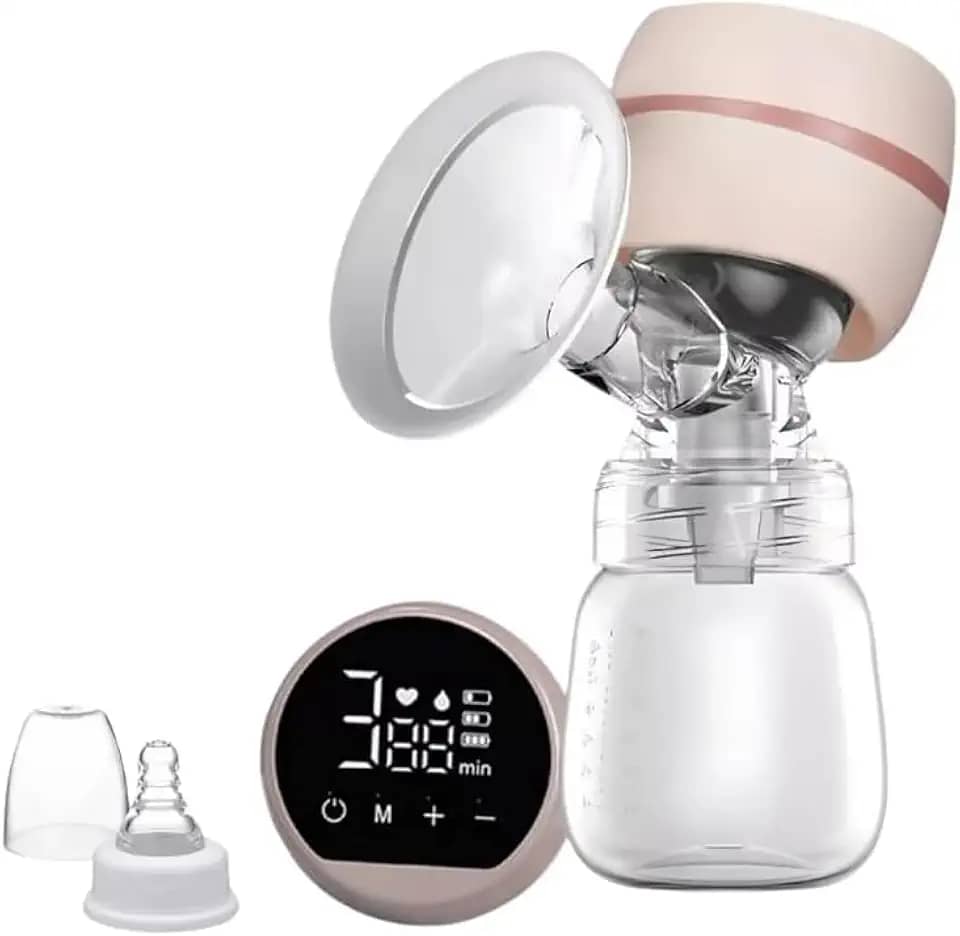 Bomba de Tirar Leite Elétrica Portátil Integrada com Tela de LED 2 modos 9 nível de sucção baixo ruído + Protetor de Mama de Silicone de 22 mm 180 ml/Bomba de Amamentação - Premium