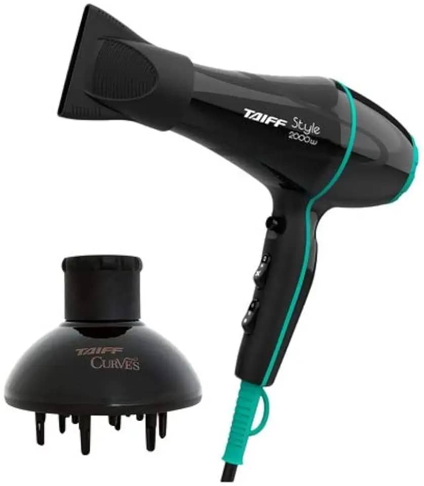 KIT TAIFF SECADOR PROFISSIONAL STYLE 2000W PRETO - 220V + DIFUSOR CURVES