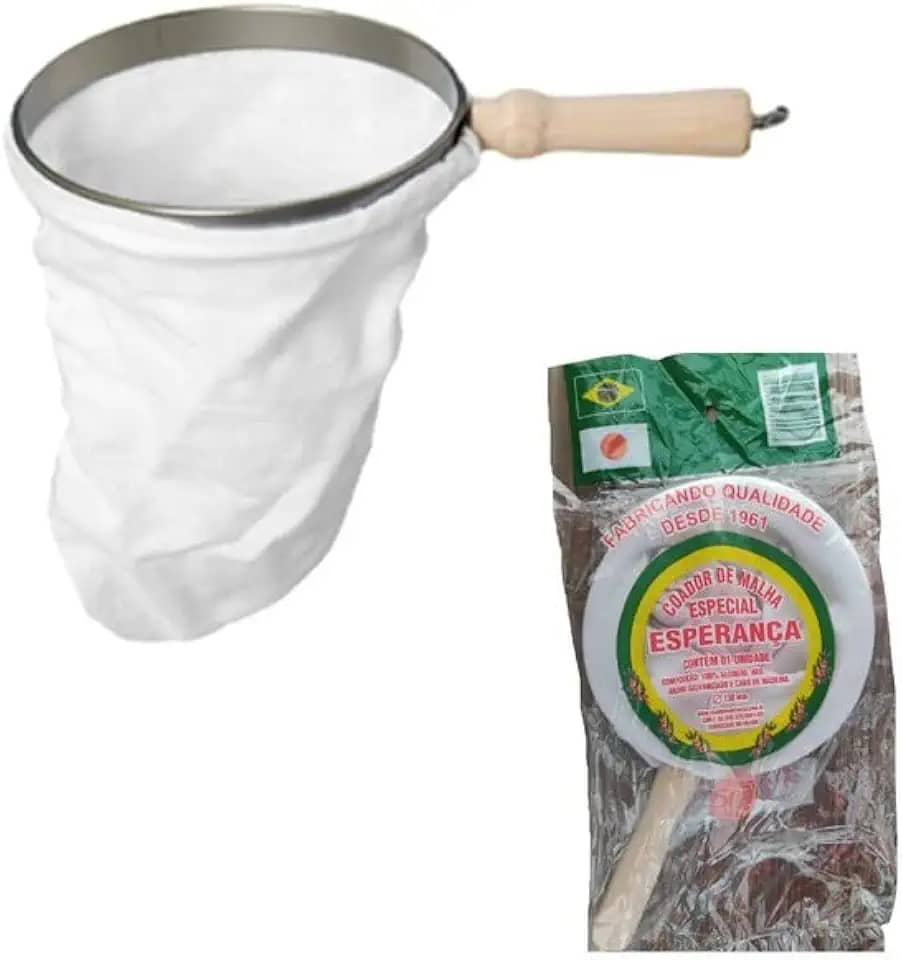 Coador De Café Filtro De Pano Malha Cabo De Madeira Grande