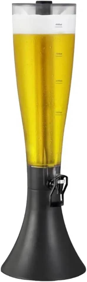 Baccani Torre de Chopp e Cerveja, Capacidade 4 Litros, Base Giratória 360°, Transparente com Tubo Congelante em Inox, Sistema Autosserviço, 68cm Altura