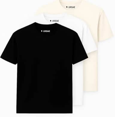 Kit 3 Camisetas Básica Masculina 100% Algodão Premium – Malha Penteada 30.1 URSAE