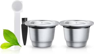 i Cafilas Conjunto de 2 cápsulas reutilizáveis de café expresso crema de aço inoxidável para recarga de cápsulas para máquinas Nespr*sso