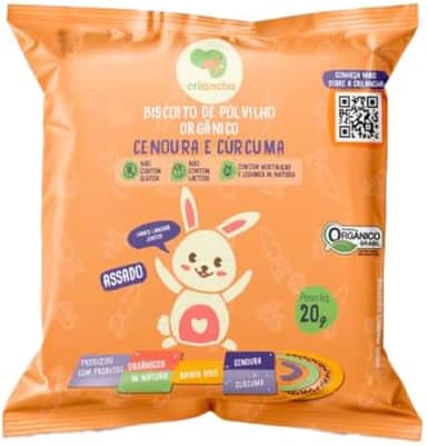 Biscoito de Polvilho Cenoura e Cúrcuma Vegano Orgânico Crilancha 20g