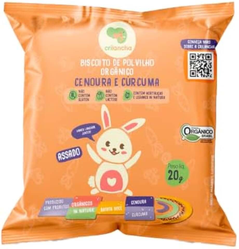 Biscoito de Polvilho Cenoura e Cúrcuma Vegano Orgânico Crilancha 20g