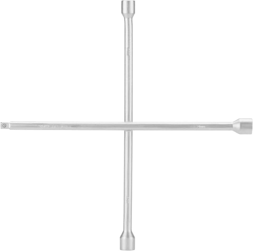 Stels Chave de Roda em Cruz 17–19–21 mm – Aço Carbono 45, Encaixe 1/2", 450 mm, Alta Resistência para Troca de Pneus