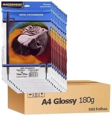 Papel Fotográfico A4 500fls Brilho 180g Excelente Resolução