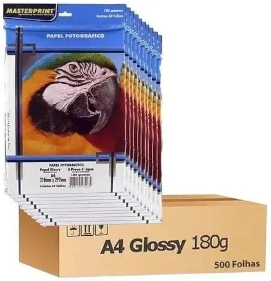Papel Fotográfico A4 500fls Brilho 180g Excelente Resolução
