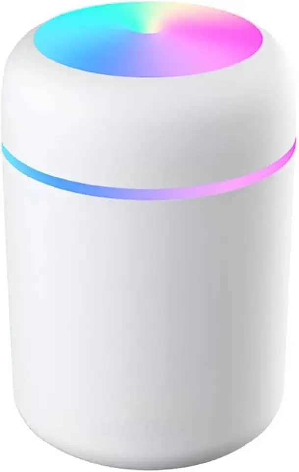 Umidificador de Ar Difusor de Aromas Ultrassônico 300ml - Óleos Essenciais, Luz LED Luminaria, Bivolt - Silencioso e Portátil para Casa e Escritório (Branco)