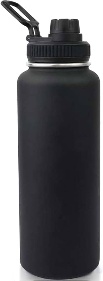 Garrafa Térmica Duplamente Isolada a Vácuo, 1200ml, Mantém Bebidas Quentes por 8 Horas e Geladas por 12 Horas (preto)